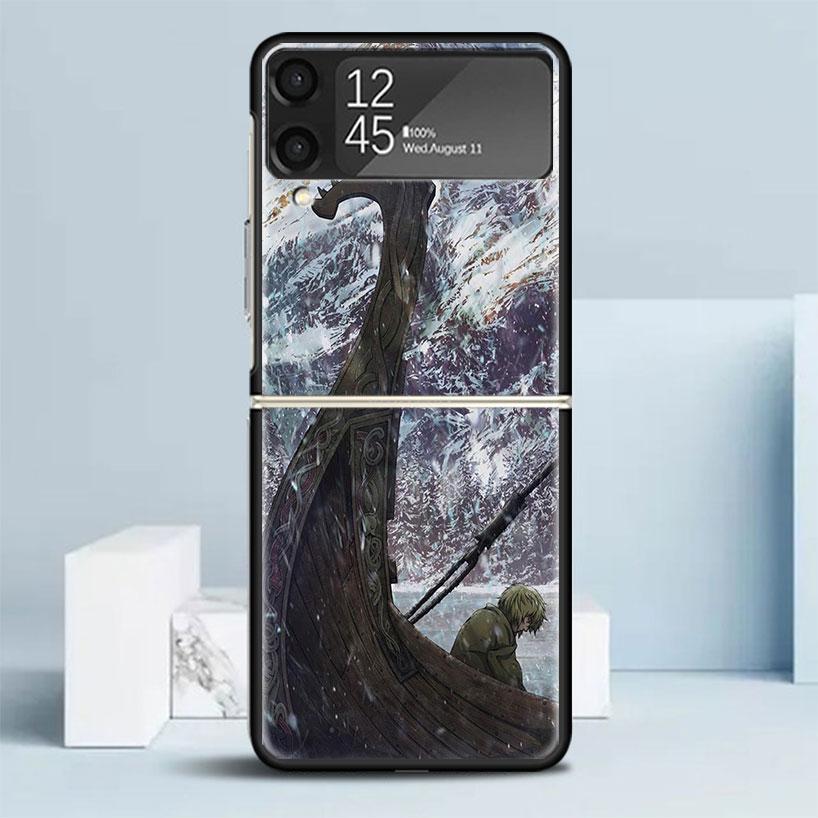 Vinland Saga Schwarze Hülle für Samsung Galaxy Z Flip 7 6 5 4 3 5G Handyhülle Flip7 Flip6 Flip5 Flip4 Flip3 Musterhülle Galaxy Z F