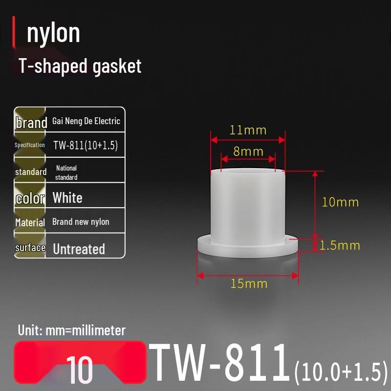 T-shaped Nylon Gasket Ring Screw Shaft Sleeve, Round Concave-Convex Insulation Pad, M2-M35