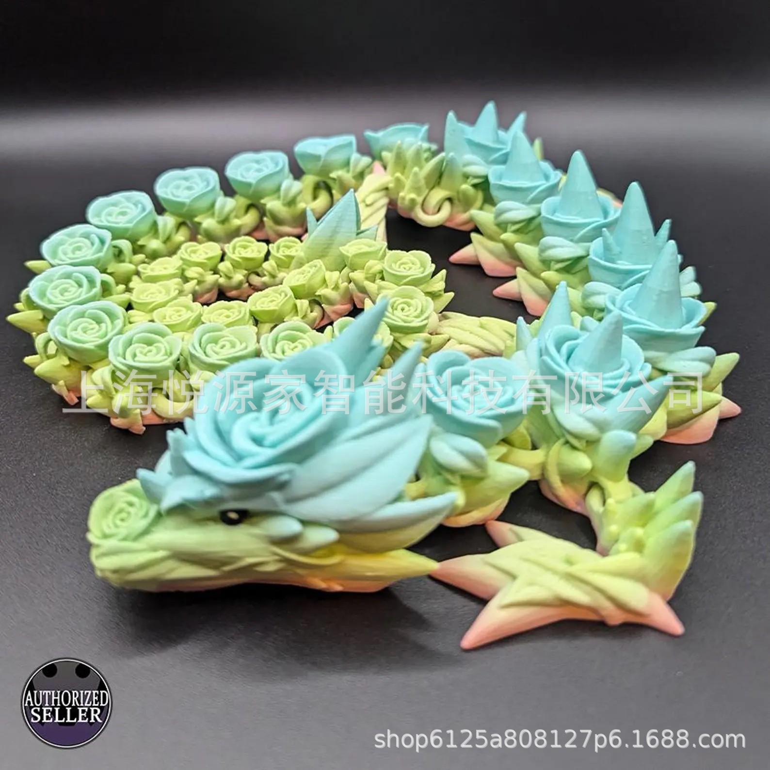 

3D-печатное шарнирное украшение в виде дракона-розы 30cm Silk Gold