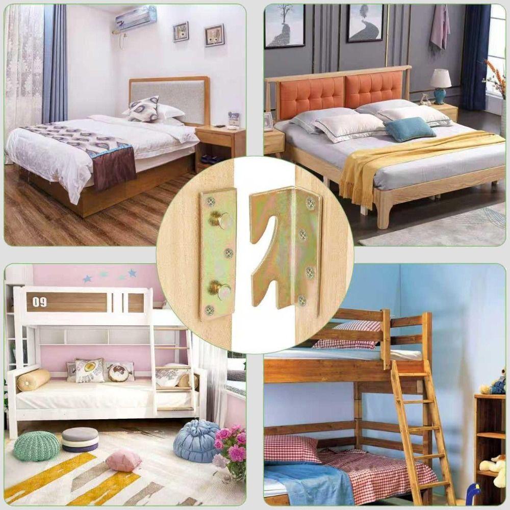 4pcs Screws Included Bed Rail Brackets Adjustable Zinc Alloy Hardware Connectors Durable Bed Frame Brackets Home Improvement
