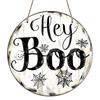 2D Flat, 1pc "Hey Boo" Halloween Ghost Round Aluminum Sign for Fall And Winter Celebrations, Suitable for Indoor And Outdoor Use, Wall Decoration for