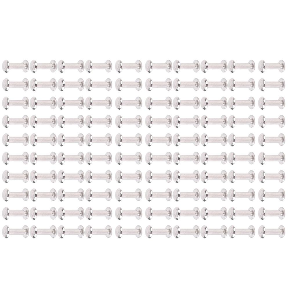 100 Sets Screw Rivet M2 Round Flat Head Stainless Steel Leather Rivets Binding Screws for Crafts
