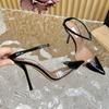 Fashion 2025 Summer New Gold Flower Square Thin Heel Single Shoes With Sexy Open Toe Design Sense Women Sandals