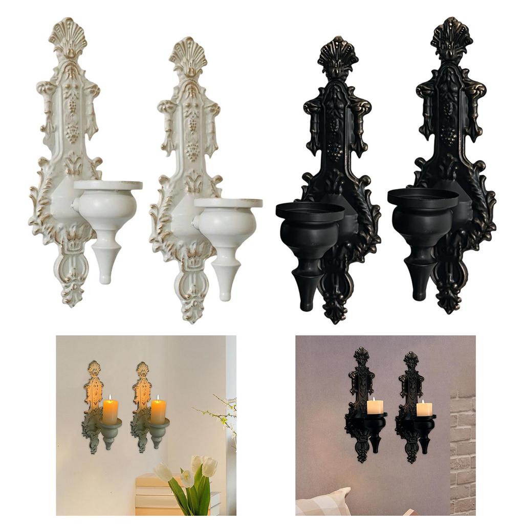 Wall Mounted Iron Candle Holder Pillar Candle Stand Decorative Table Ornament for Ceremony Dining Party Center
