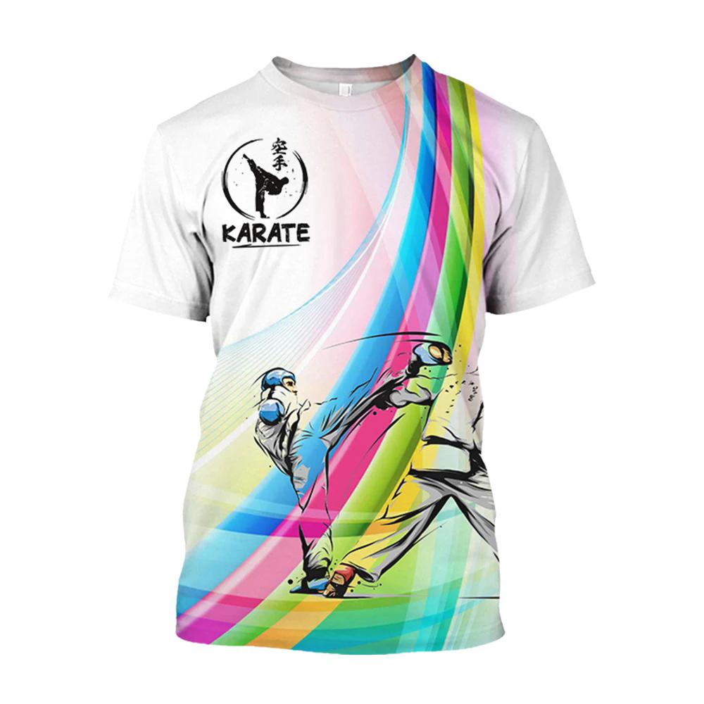 Summer New Men's Top 3D Printed Pattern Karate Leisure Comfortable Sports Fashion Short Sleeve Trendy Fashion Top Round Neck Plu