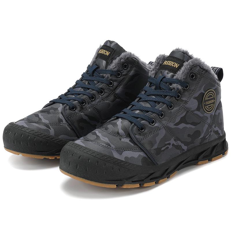Stivali da Neve da Esterno Stivali Casual Impermeabili Corti e Medi da Uomo Scarpe da Uomo con Caldo Pelo Ispessito Scarpe di Cotone del Nord-Est