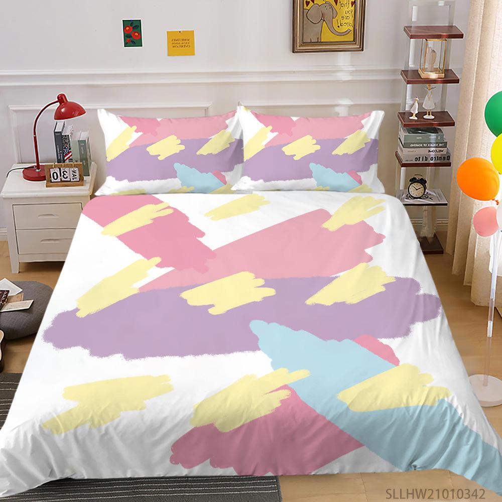 Simple Wind Quilt Cover Pillowcase Two Or Three-Piece Set Painted Series Digital Printing Polyester