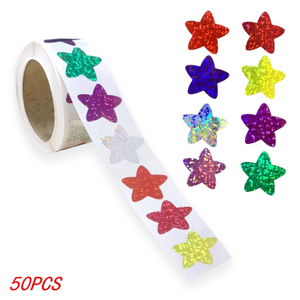 50-500pcs Colorful Star Stickers for Kids Reward School Classroom Adhesive Holographic Star Stickers for Teachers DIY Cr Practical Use