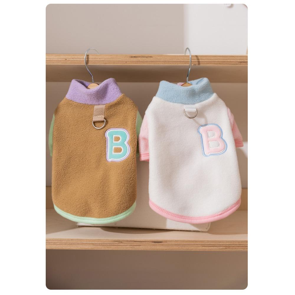 Autumn and winter pet clothes simple contrasting colors BB two-legged fleece jacket small dog Bichon teddy dog clothes
