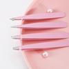 Pink Stainless Steel High Precision Slanted Eyebrow Tweezers with Pointed Hook in Plastic Box Set.