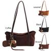 Women Suede Shoulder Bag with Inner Pocket Retro Handbag Large Capacity Satchel Bag Solid Clutch Purse for Work Travel