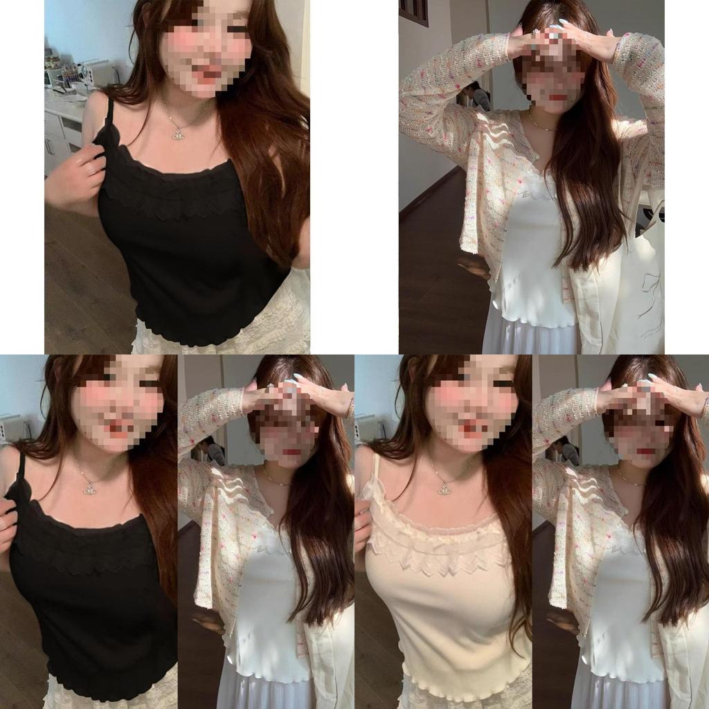 Cotton Lace Camisole Top With 3d Embroidery For Women Spring Summer Casual Wear
