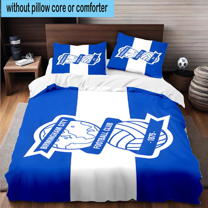3pcs Birming-ham Football Club Printed Bedding Set Duvet Cover Closure Includes 1 Duvet Cover & 2 Pillowcases Bedding Sets Home Decor Gifts