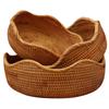 A84E-Retro Handmade Woven Basket Decorative Storage Bamboo Basket Storage Basket Home Water Fruit Basket