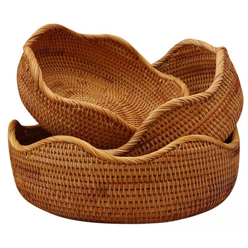 A84E-Ретро Плетеная корзина ручной работы Декоративная корзина для хранения Бамбуковая корзина Корзина для хранения Домашняя корзина для воды и фруктов 6790₽