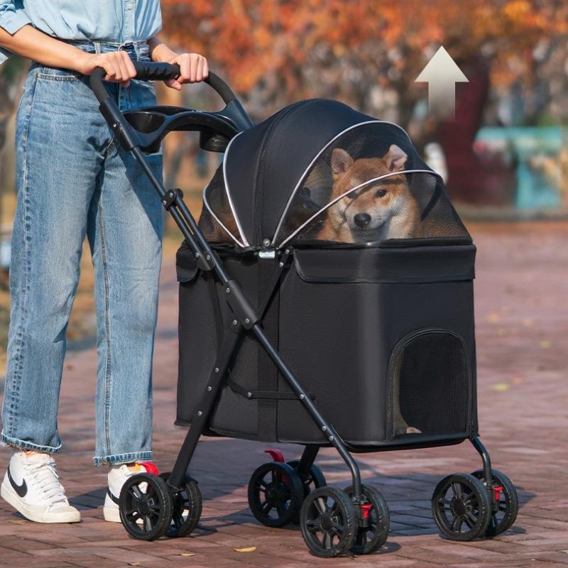 Puppy Carrier Universal Wheel Breathable Foldable Travel Stroller for Dogs Large Space Medium-sized Dog Accessories Pet Products