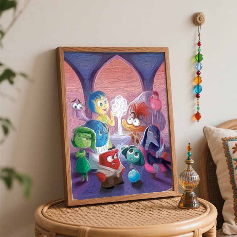 Disney Oil Painting DIY Digital Painting Inside Out Characters HandPainted Wall Art for the Living Room and Entryway Decor.