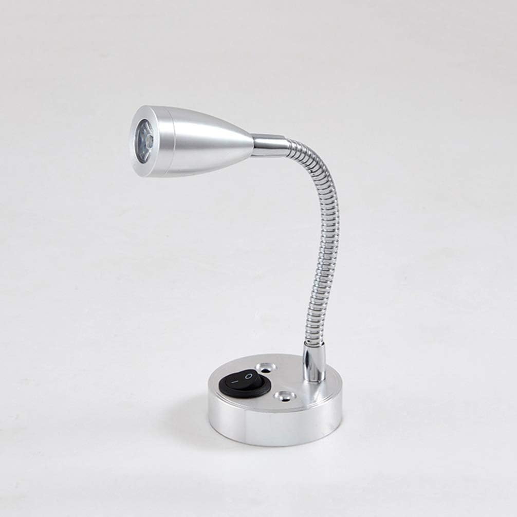 2PCS RV Interior Lighting LED Wall Mounted Reading Lights Flexible Gooseneck Bedside Wall Lamp for Caravan Camper Trailer Dorm, 12V, 3W, 6000K