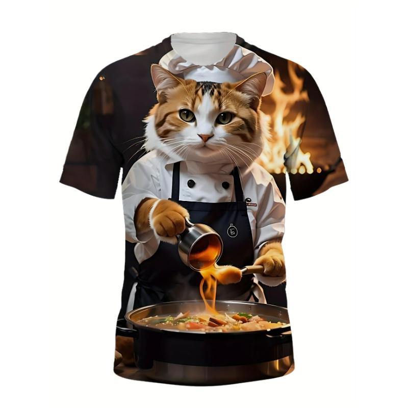 AI Cat Pattern Funny T-shirt Men's Clothing Fashion Animal Cosplay Animal T Shirts Daily Casual Sports Kid Street Popular Tees