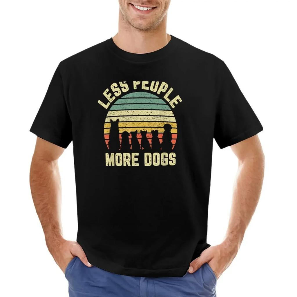 Less people more dogs funny dogs T-shirt oversizeds blanks fitted t shirts for