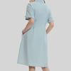 FILA Emerald Series Solid Color Fashion Loose Casual Polo Collar Short Sleeve Dress Women Dresses Dream-Awakening-Green F11W334303ALG