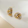 925 Sterling Silver Two-Tone Croissant Earrings In Gold-Plated Korean Style - Chic Women’s Light Luxury Ear Jewelry