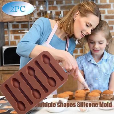 Silicone Spoon Mold - GENERIC - V16597 - 2 Pieces - Brown - Reusable and Healthy