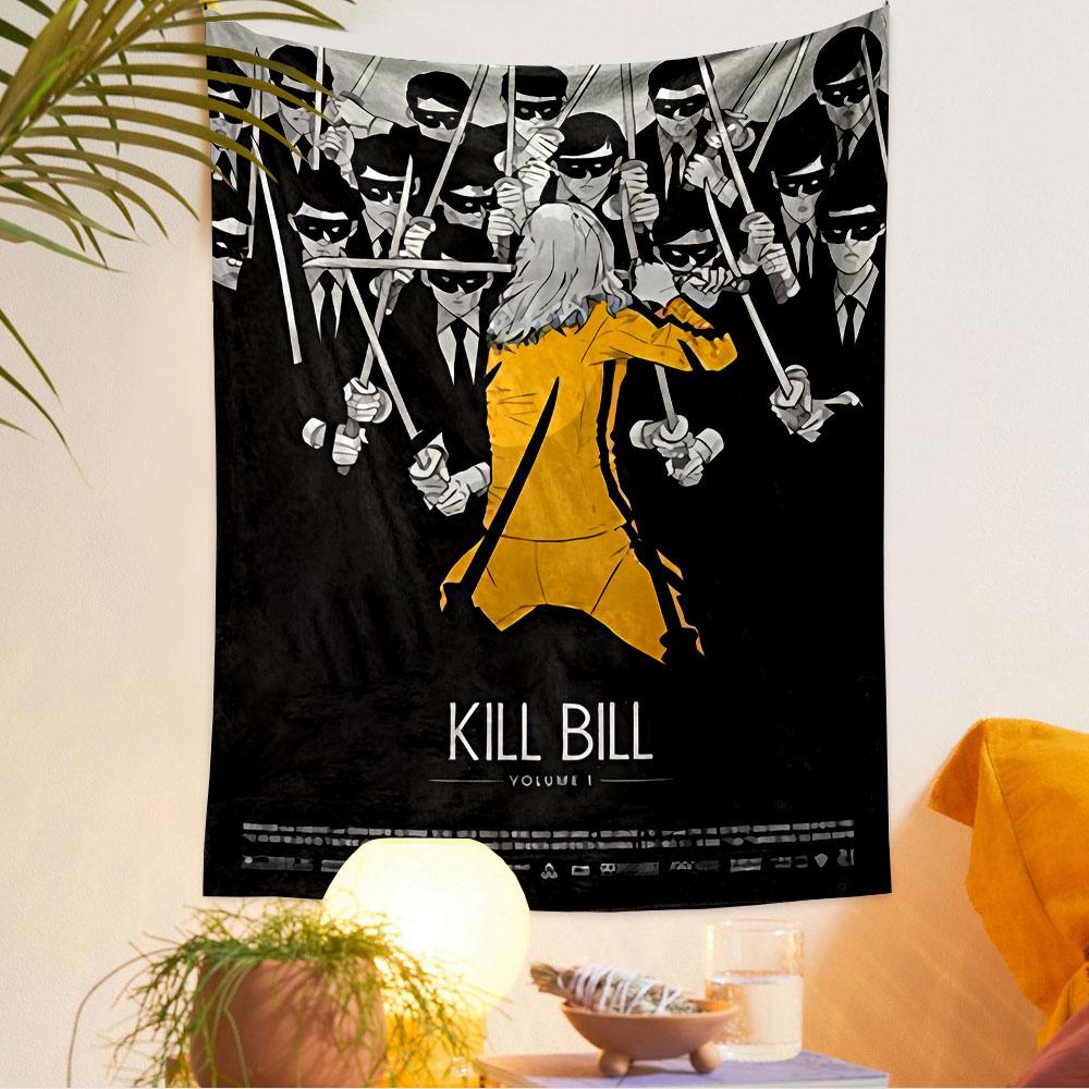 Kill Bill Volume 1 Tapestry Wall Hanging, Tarantino Movie Poster Art, Retro Wall Decor for Bedroom Living Room Dorm