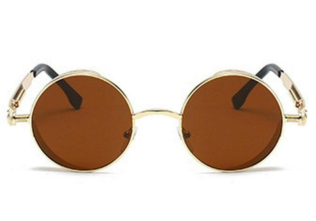 Versatile European-American Steampunk Metal Sunglasses with Spring Legs - Model 58028
