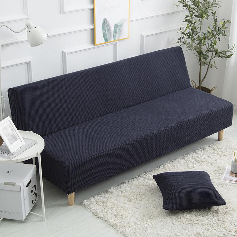 

Universal Thickened Elastic Folding Sofa Bed Cover Slipproof Stretchable Couch Cover for Modern Living Room No Arms Design S тёмно-синий
