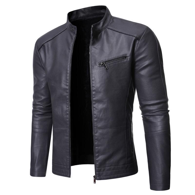 Veste en cuir de moto à col montant pour homme Cross2024: Mode Européenne & Américaine, Cuir Lavé