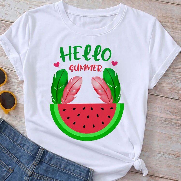 Nowy Damski T-Shirt Modne Bluzki Lato Koszulki z Nadrukiem Damskie Krótki Rękaw Casualowe T-Shirty Pani Dziewczyny Streetwear