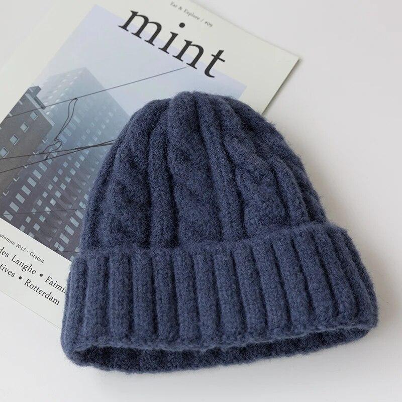 Neue Candy Farben Gestrickte Hüte Für Frauen Kpop Stil Twist Woolen Beanie Hut Herbst Und Winter Weibliche Kappe Halten Warme winter Hut