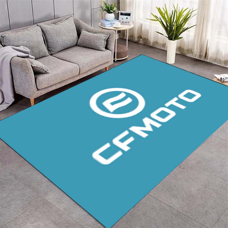 Motorcycle Brand Minimalist Blue Logo Print Area Rug, Non‑Slip Floor Mat for Garage Living Room Home Decoration