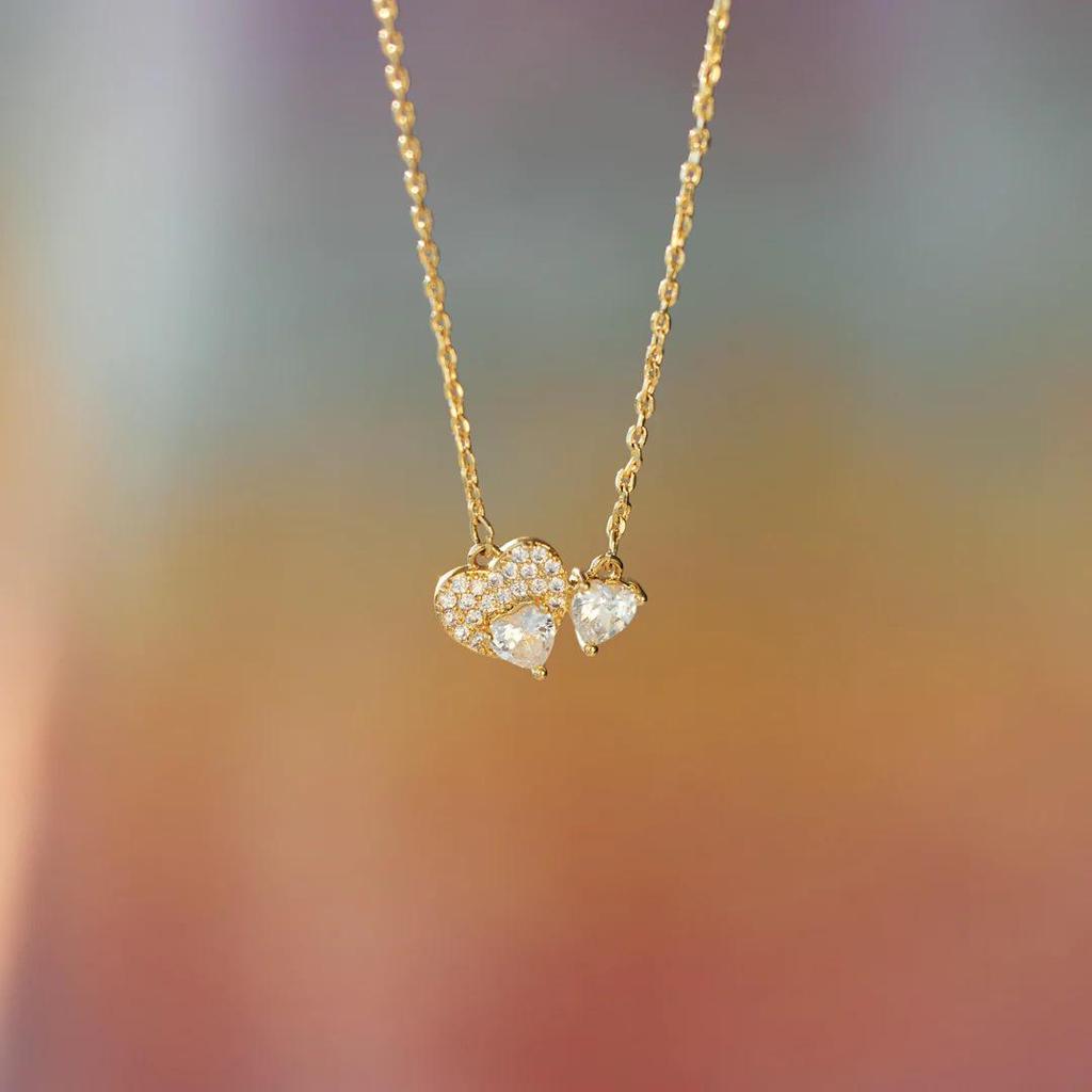 S925 Sterlingsilber Herz Diamant Halskette - Elegante Europäische & Amerikanische Stil Schlüsselbein Kette für Damen