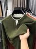 Men's V-Neck Faux Two-Piece Knit Sweater: Casual Long Sleeve Base Layer for Autumn & Winter