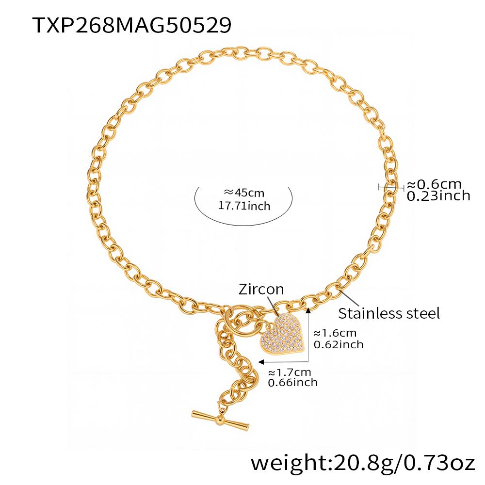 Stainless Steel Chain Necklace Matching Bracelet For Women 18k Gold Plated Non Tarnish Women's Heart Pendant Necklaces Bracelets