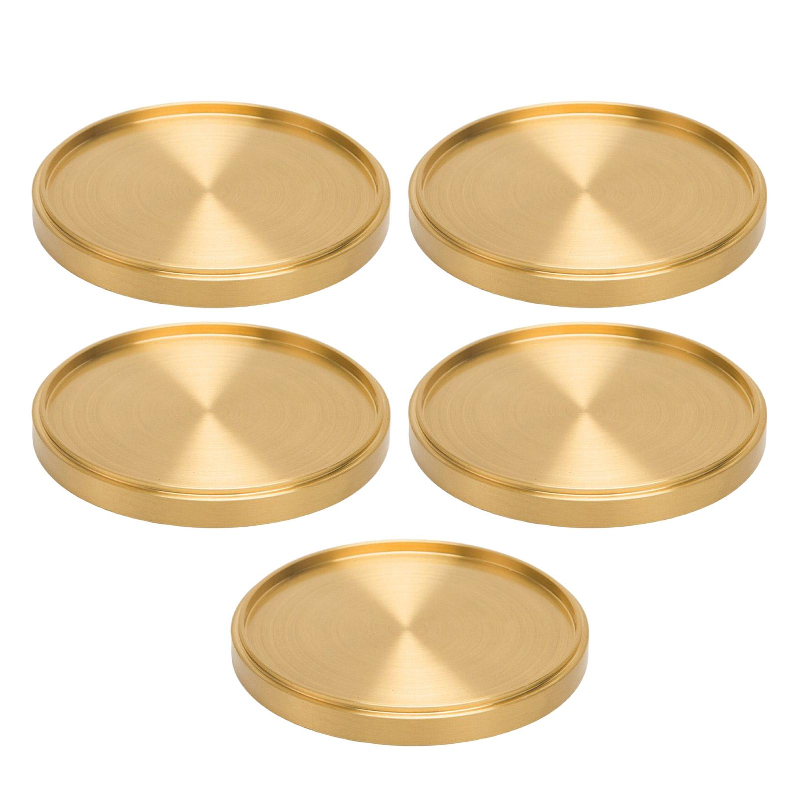 

5 шт. Латунная подставка Металлический обеденный диск Теплоизоляционная подкладка Круглая тарелка для сервировки Поднос для чая и кофе Поднос для хранения ключей дома B