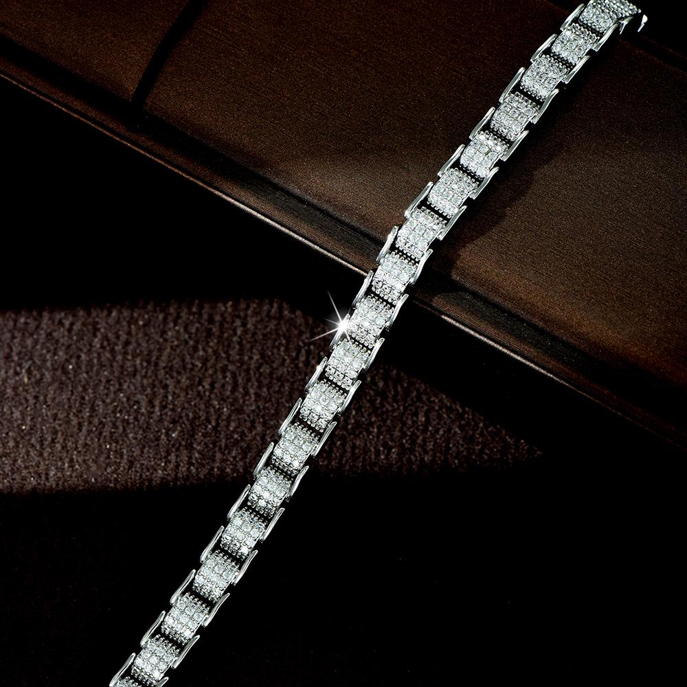 Exquisite Cubic Zirconia Geometric Shape White Color Link Bracelets Bangles for Women Party Engagement Jewelry Accessories B136