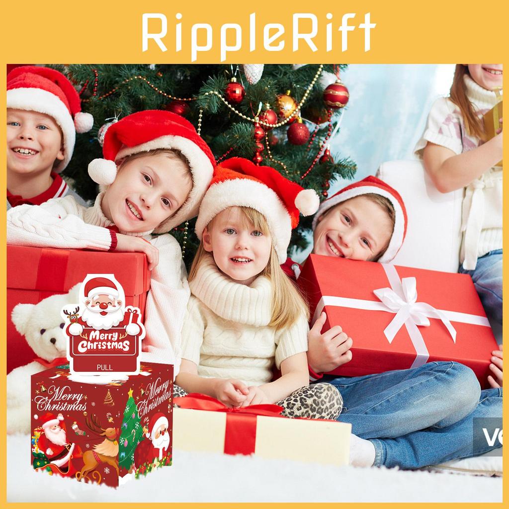 Christmas Red Theme Pattern Gift Surprise Box Holiday Decoration Prop Atmosphere