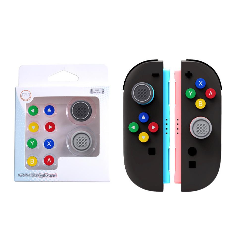 For Nintendo Switch 2 Thumb Grip Caps Joystick Caps & ABXY Button Sticker Set for Switch 2 Joycon Game Accessories Kit