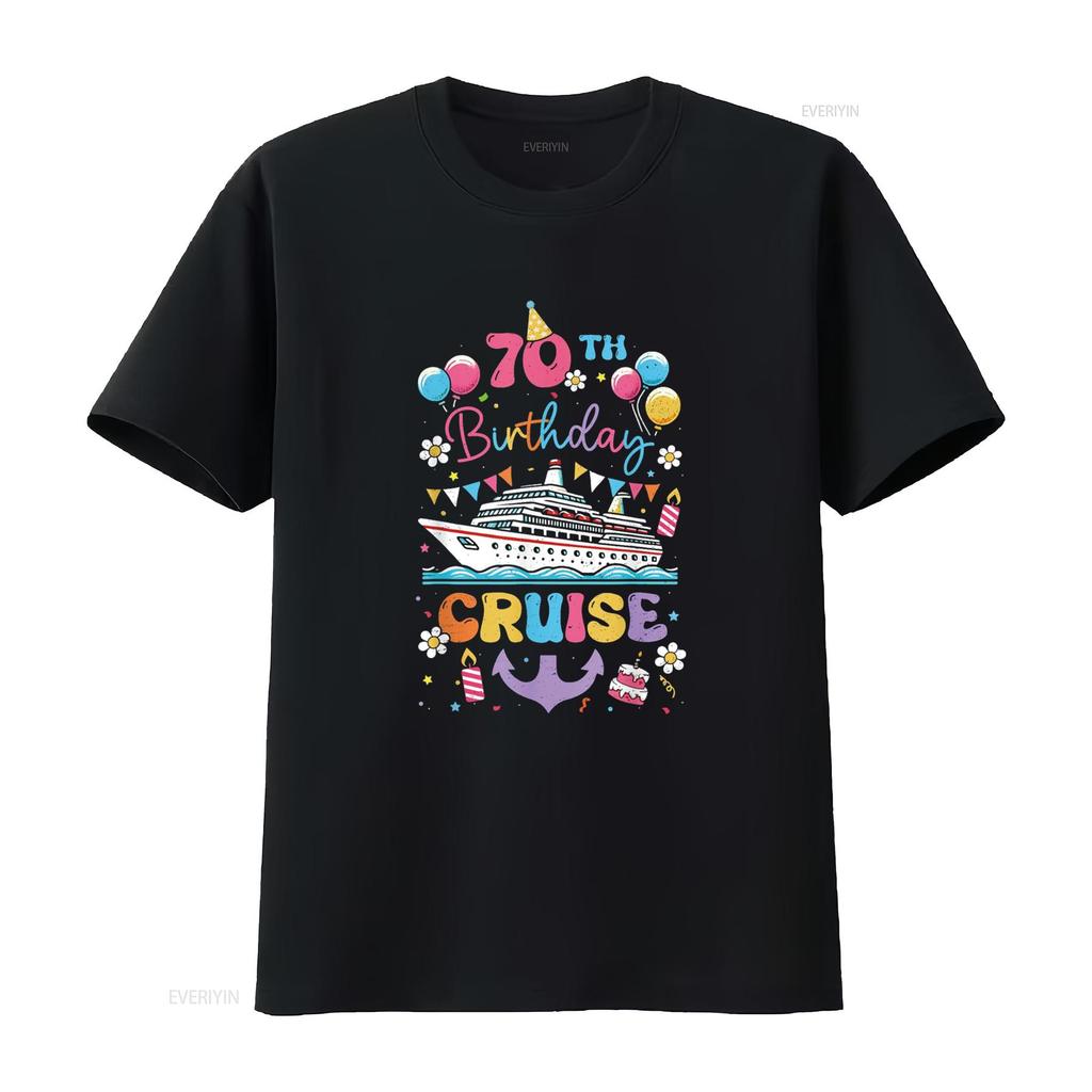 70th Birthday Cruise 70 Years Old Cruising Crew T Shirt vintage Washed Breathable Casual homme Stylish Unisex Stretched