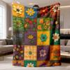2026 Latest Flannel Blanket Handmade Quilted Throw Blanket Vibrant Geometric Floral Patchwork, 100% Polyester, 200250gsm, AllSeason Cozy Contemporary