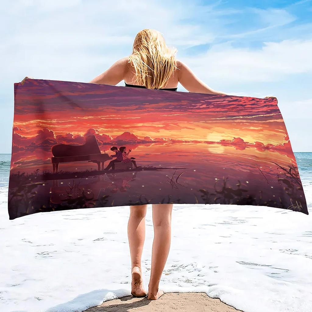 Sunrise Microfiber Thin Beach Towel Lightweight Oversized Extra Large Sand Free Towel Quick Dry Travel Pool Camping Sports Beach