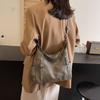Simple Solid Color Personality 2025 Autumn New Large Capacity Casual Retro Texture Commuting Shoulder Tote Messenger Bag