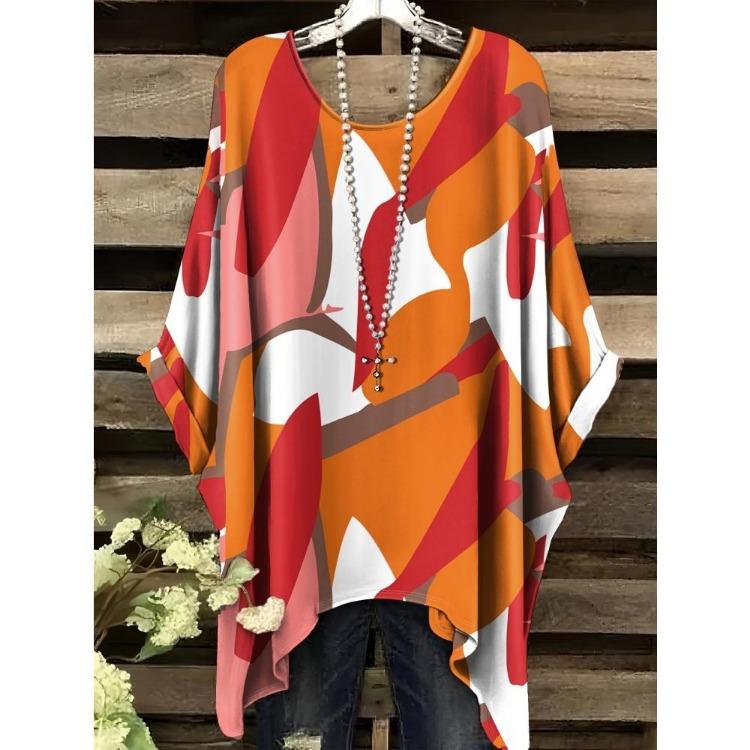 Women Vintage Plaid Stripe Printed Asymmetrical Hem O Neck Short Sleeve T Shirt Casual Fashion Street Top