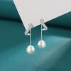 S925 Sterling Silver Pearl & Diamond Inlaid Stud Earrings - Women's Fashion, High-End French Retro Design