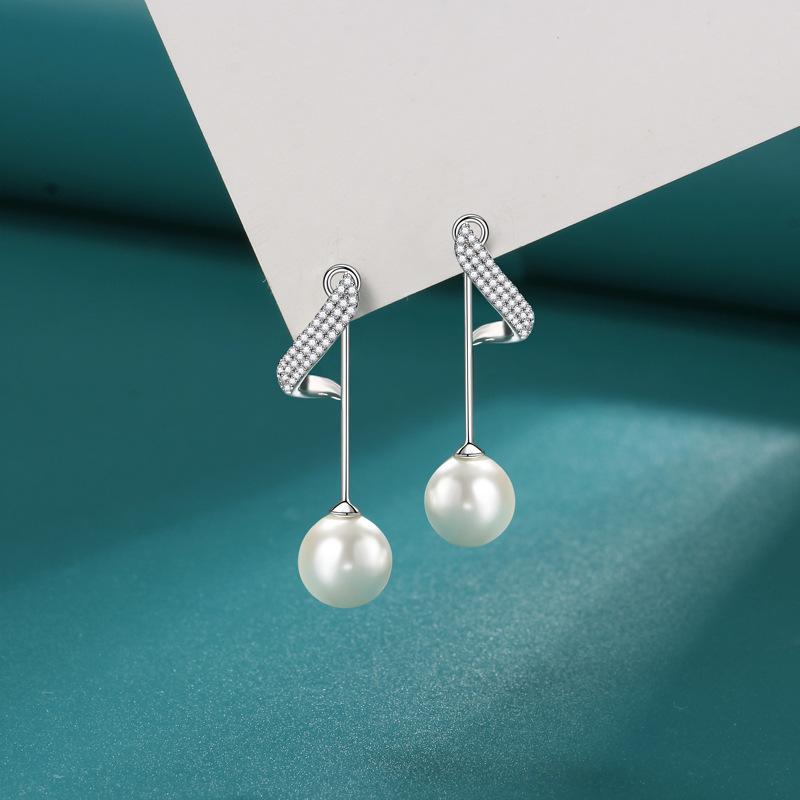 S925 Sterling Silver Pearl & Diamond Inlaid Stud Earrings - Women s Fashion, High-End French Retro Design 925 Silver
