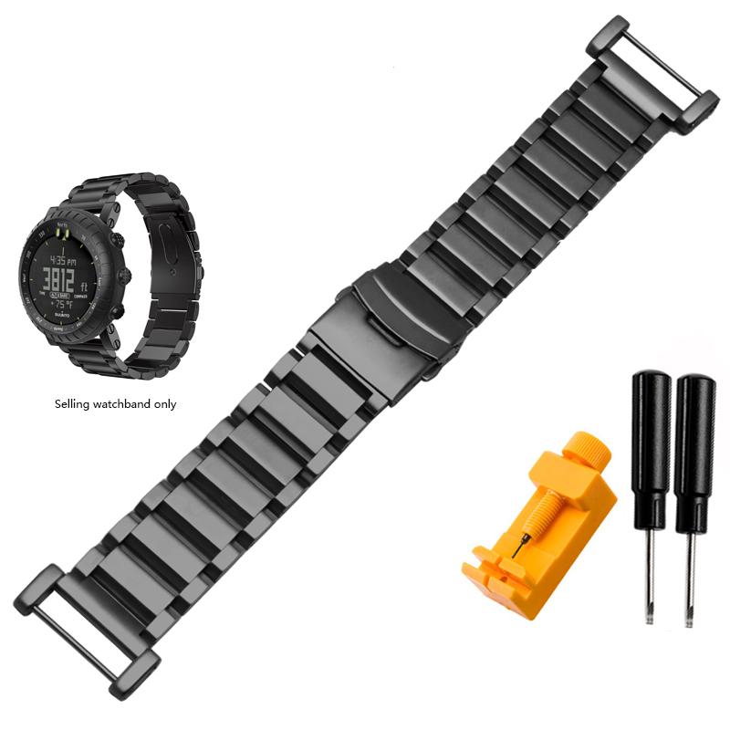 

ONE Высококачественный Нержавеющая Сталь Часовой Ремешок 24мм Ремешок Для Часов Для Suunto Core Essential Traverse Браслет Для Активного Отдыха РемешокMN 24mm чёрный