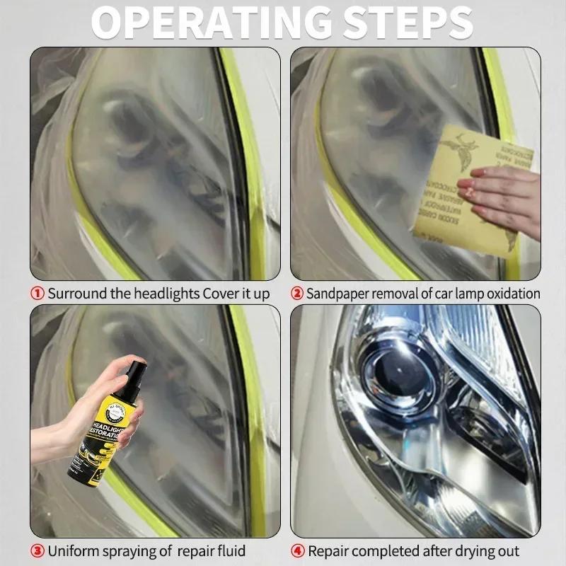 Car Headlight Coating Spray Liquid Car Light Cleaner And Restorer UV Resistant Long Lasting Head Light Coating Spray For Car SUV
